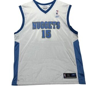 Reebok Denver Nuggets Jersey Carmelo Anthony 15 Mens XL White Mesh NBABasketball